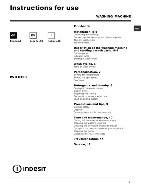 cuscinetti iwc 6123|Indesit IWC 6123 EU user manual (English .